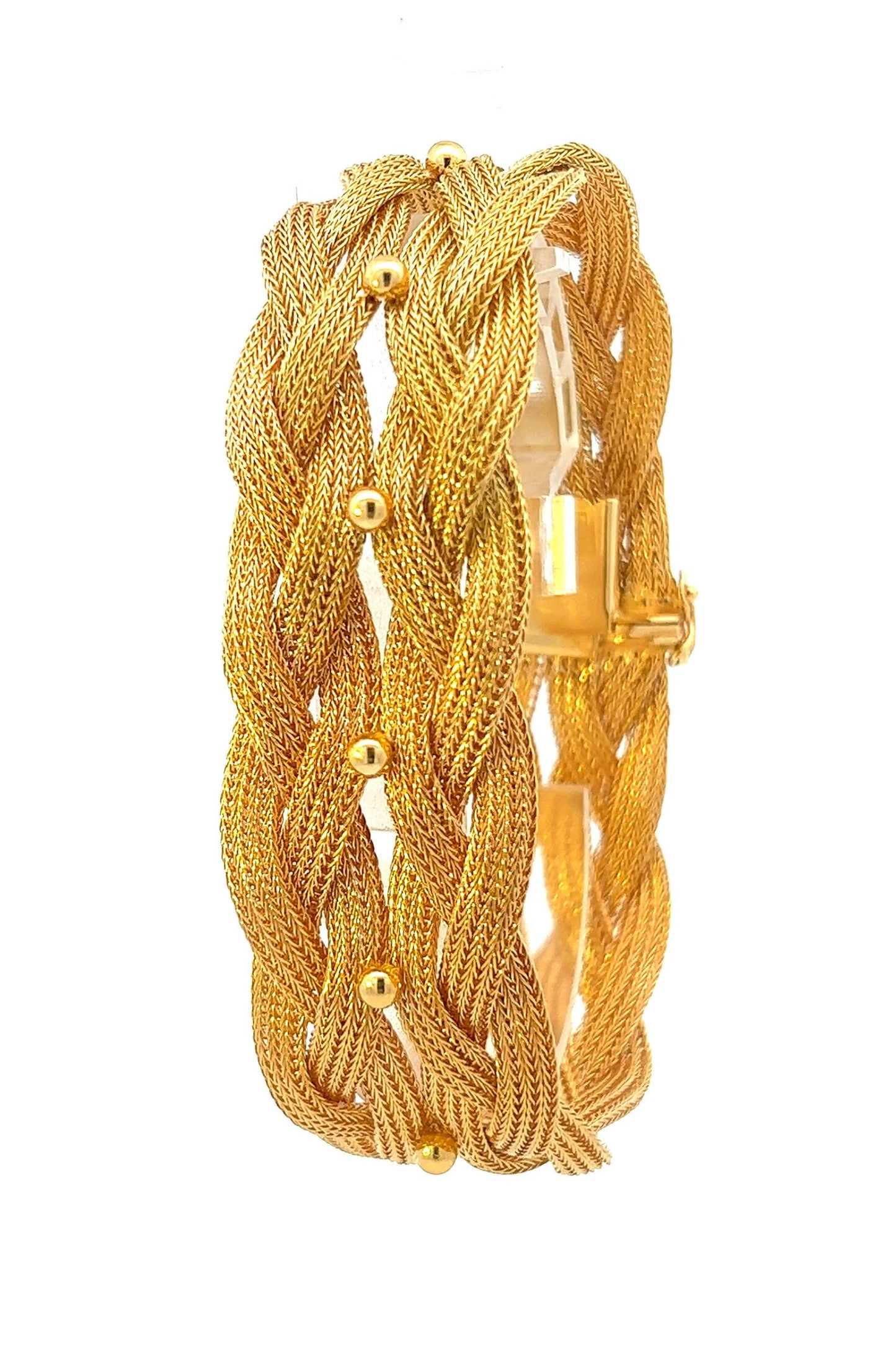 Vintage Woven Rope 18ct Gold Bracelet / Cuff Bracelet or Bangle. English 1984. 52.4g