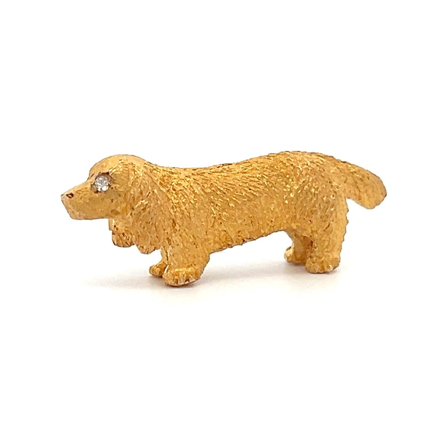 Antique Gold Dog Brooch. Diamond Eyes. 15ct Gold. Beautiful Quality. Late Victorian, Early 20th Century.