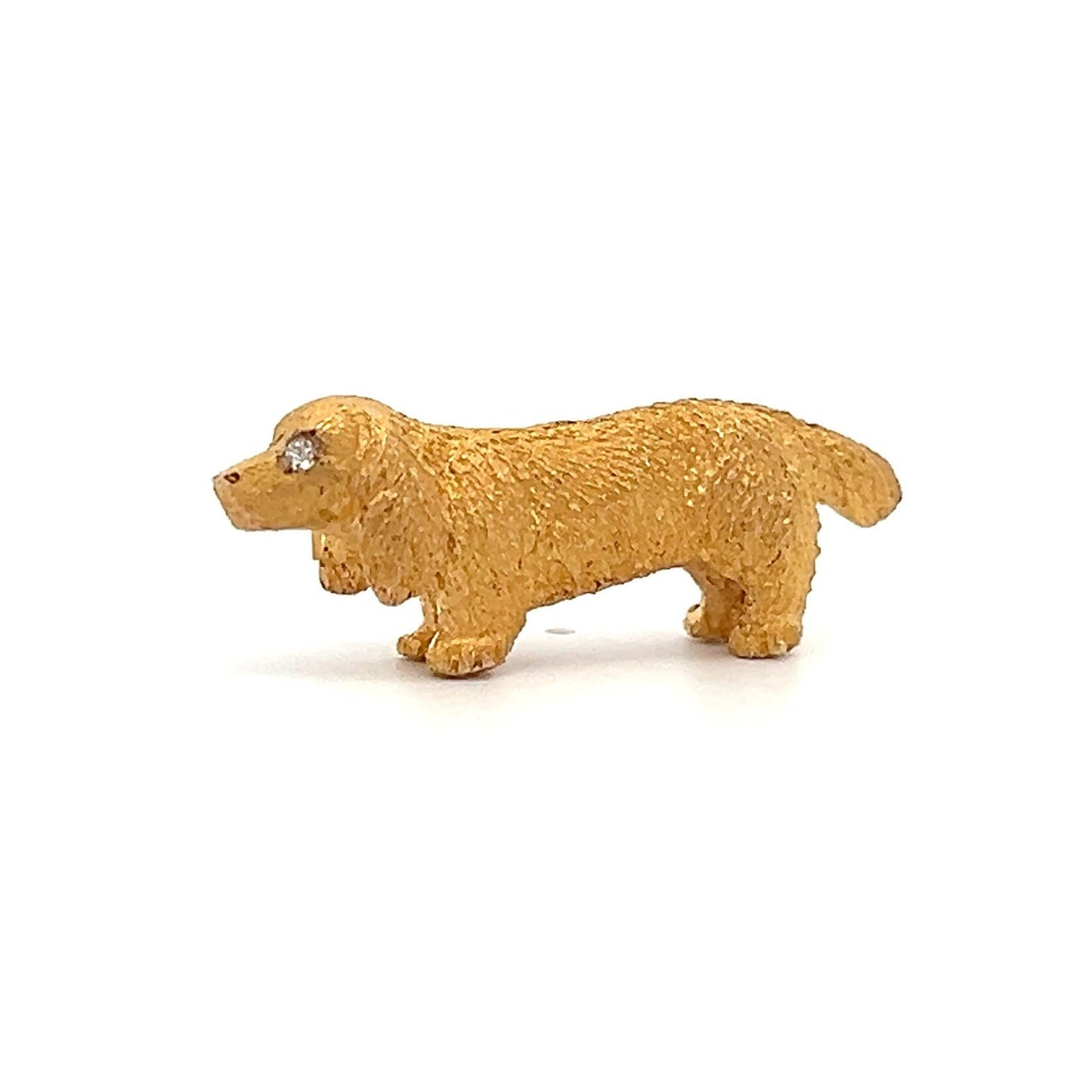 Antique Gold Dog Brooch. Diamond Eyes. 15ct Gold. Beautiful Quality. Late Victorian, Early 20th Century.