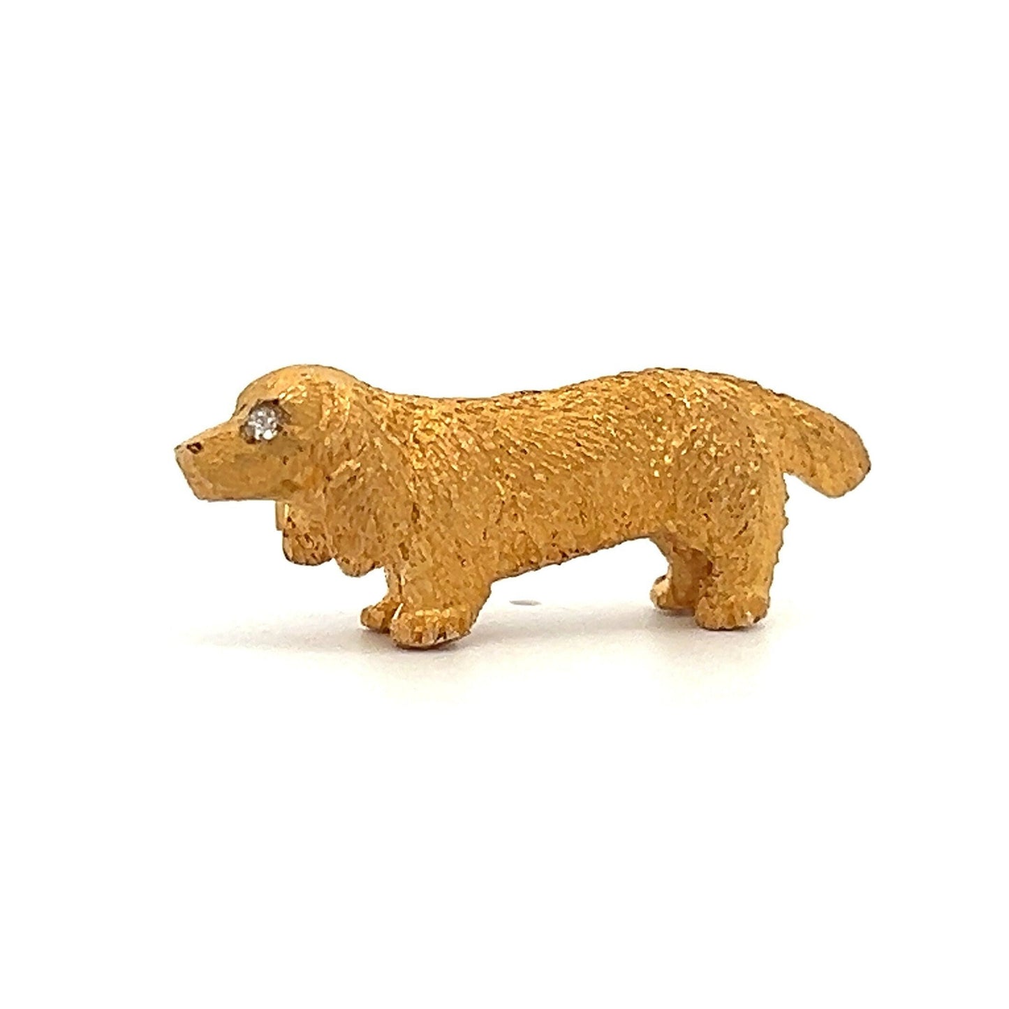 Antique Gold Dog Brooch. Diamond Eyes. 15ct Gold. Beautiful Quality. Late Victorian, Early 20th Century.