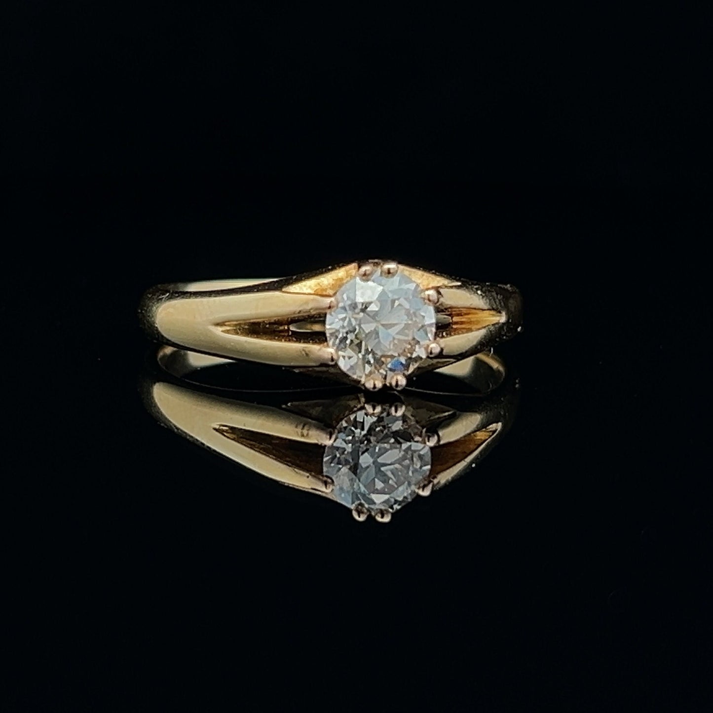 Antique 0.82ct Old European Cut Diamond Gypsy / Pinky Ring.  18ct Gold. Late Victorian. Natural Diamond.