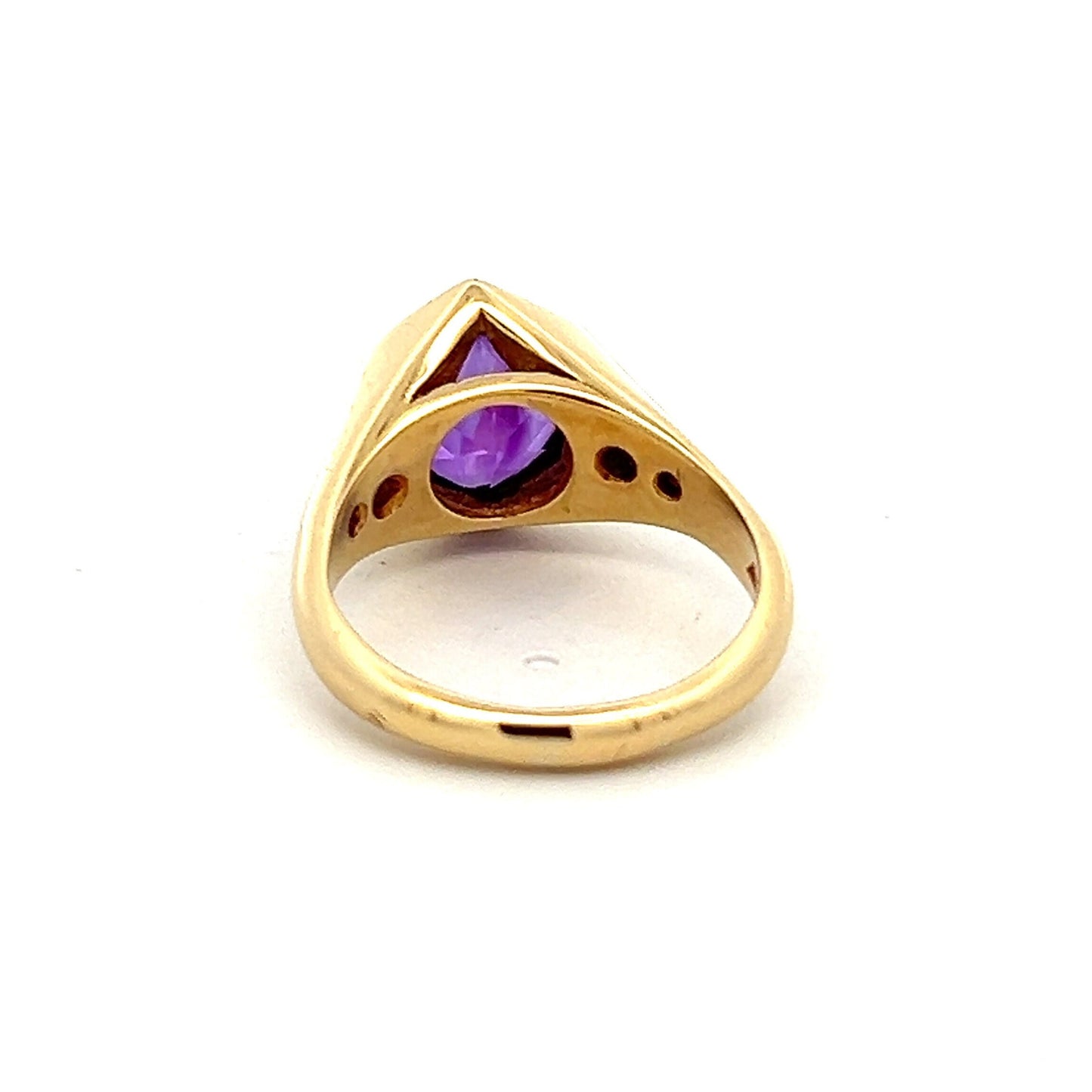 Vintage Cabochon Amethyst and Diamond 18ct Gold Ring. Art Deco Inspired Design.