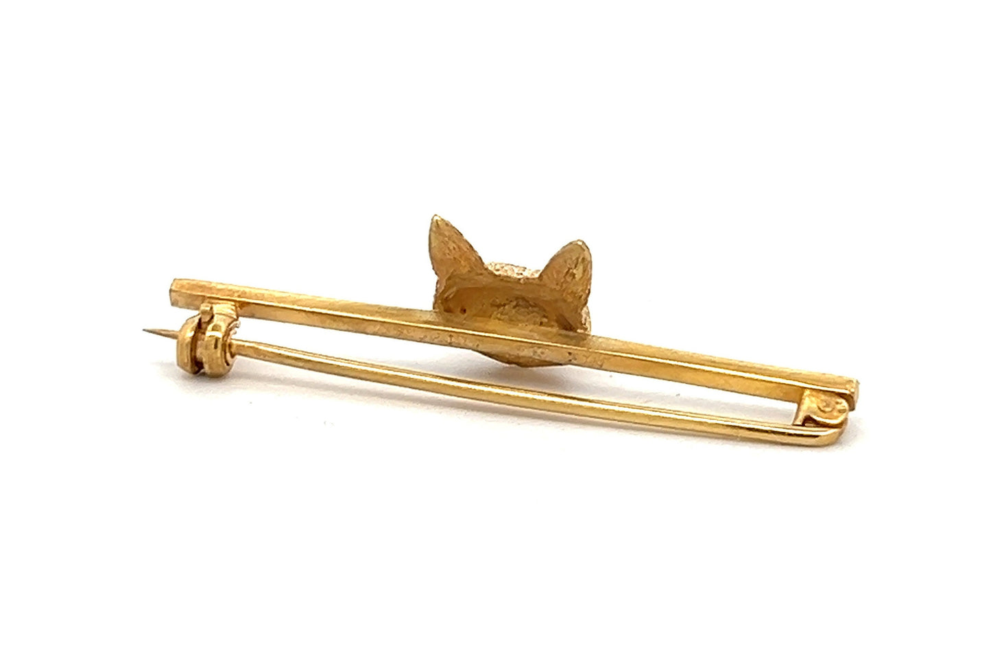 Antique 18ct Gold Fox Bar Brooch / Cravat Pin.  English Circa 1910's / 1920's