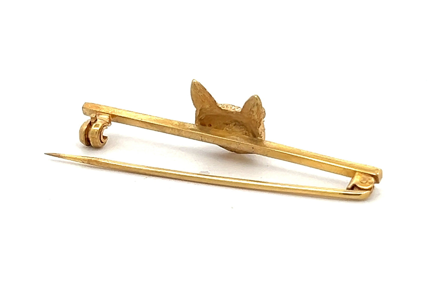Antique 18ct Gold Fox Bar Brooch / Cravat Pin.  English Circa 1910's / 1920's