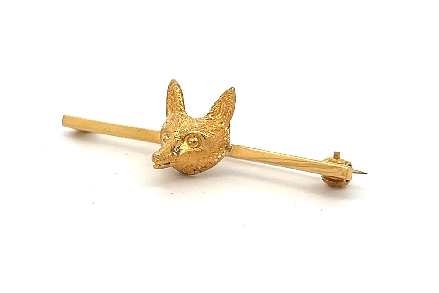 Antique 18ct Gold Fox Bar Brooch / Cravat Pin.  English Circa 1910's / 1920's