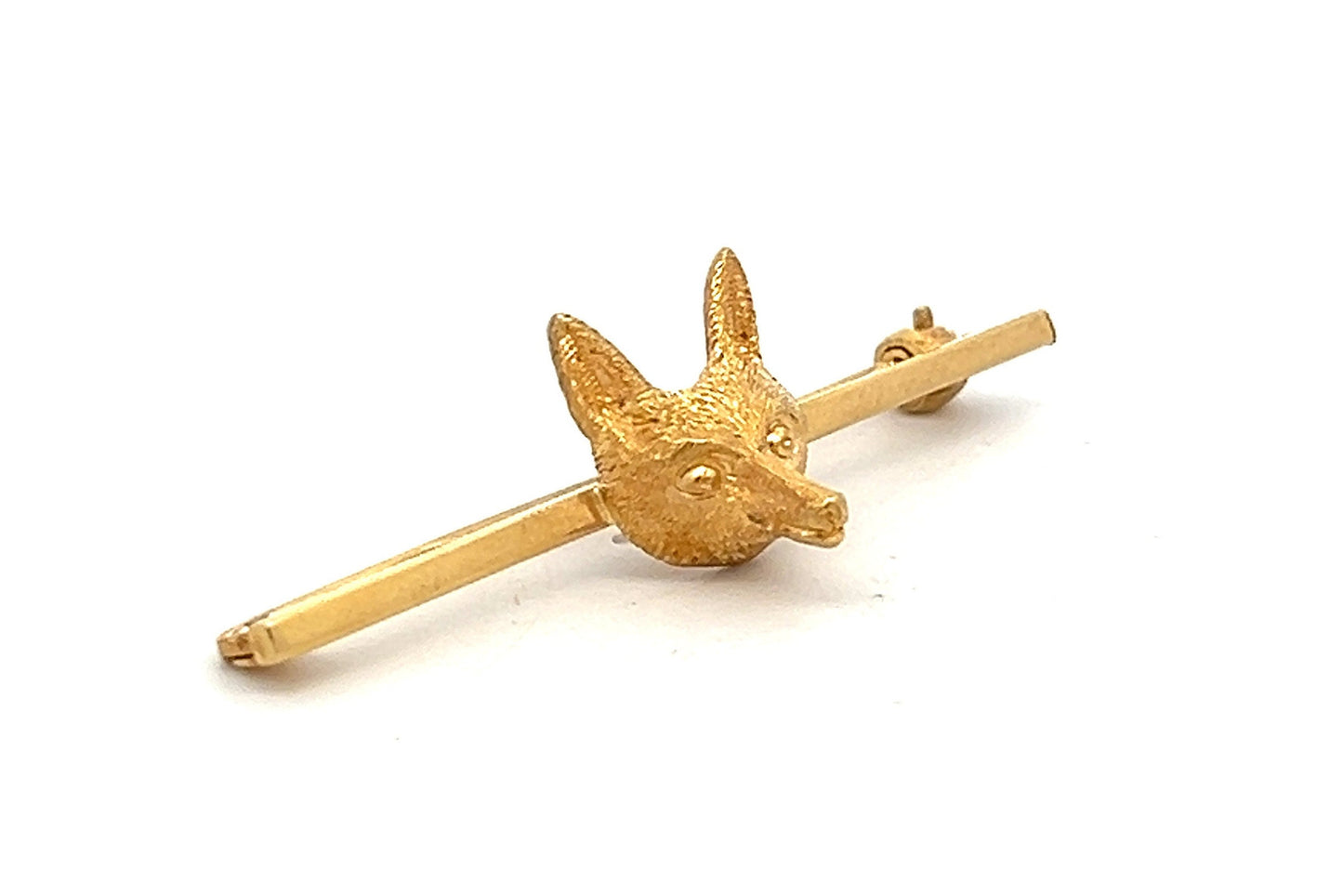 Antique 18ct Gold Fox Bar Brooch / Cravat Pin.  English Circa 1910's / 1920's