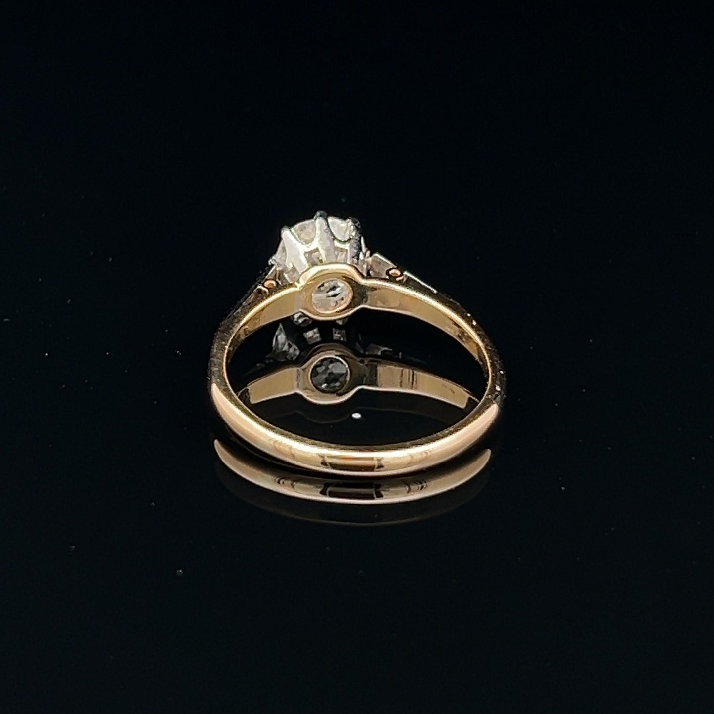 Antique Certificated Natural 1.17ct Solitaire Diamond 18ct Gold and Platinum Ring. Antique Engagement Ring. Old European Cut.