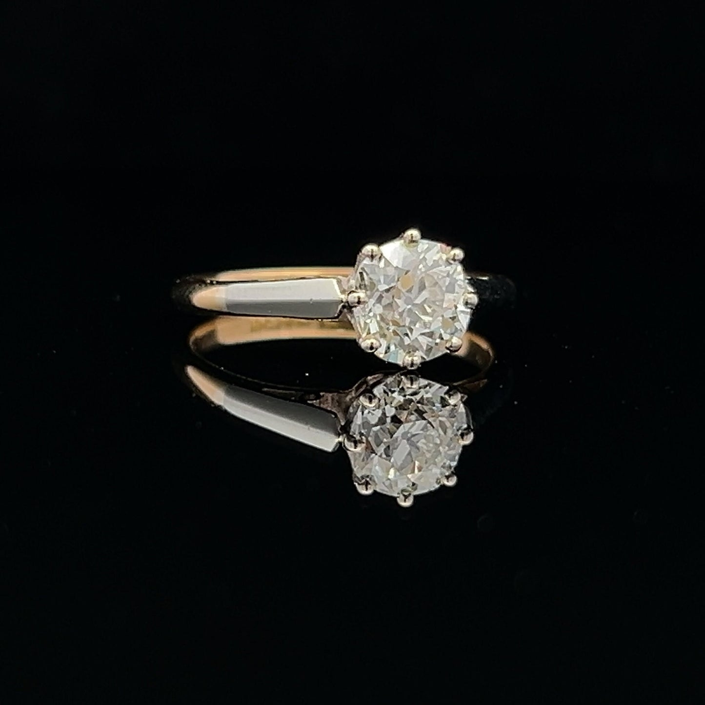 Antique Certificated Natural 1.17ct Solitaire Diamond 18ct Gold and Platinum Ring. Antique Engagement Ring. Old European Cut.