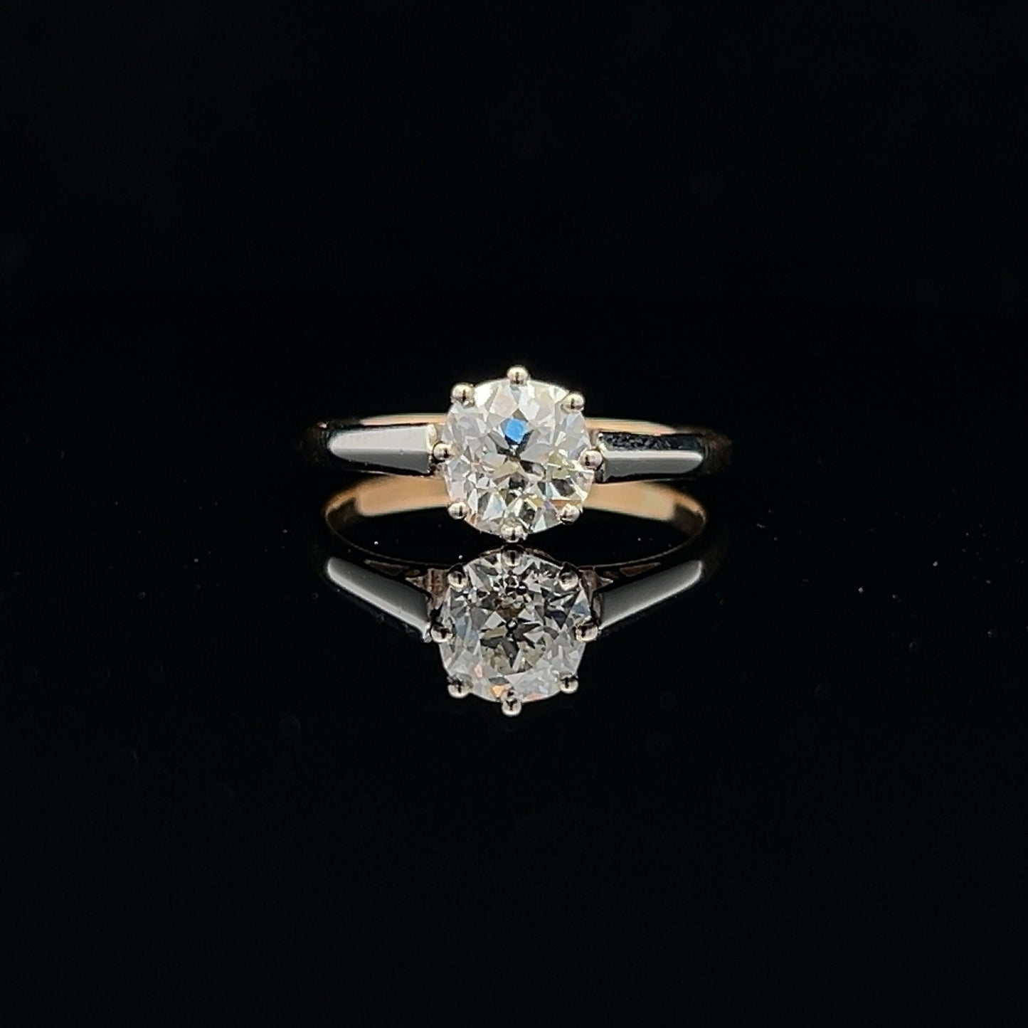 Antique Certificated Natural 1.17ct Solitaire Diamond 18ct Gold and Platinum Ring. Antique Engagement Ring. Old European Cut.