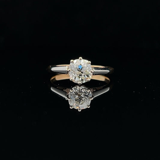Antique Certificated Natural 1.17ct Solitaire Diamond 18ct Gold and Platinum Ring. Antique Engagement Ring. Old European Cut.