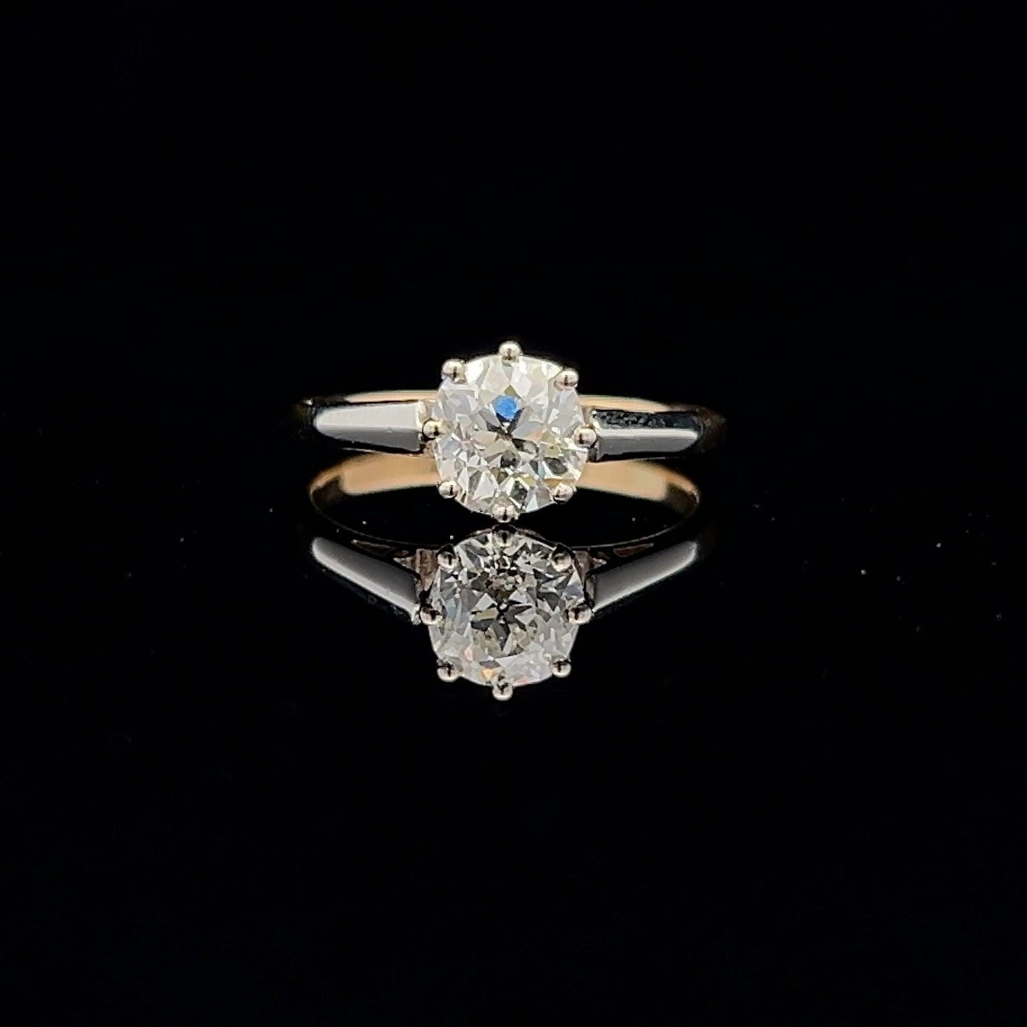 Antique Certificated Natural 1.17ct Solitaire Diamond 18ct Gold and Platinum Ring. Antique Engagement Ring. Old European Cut.