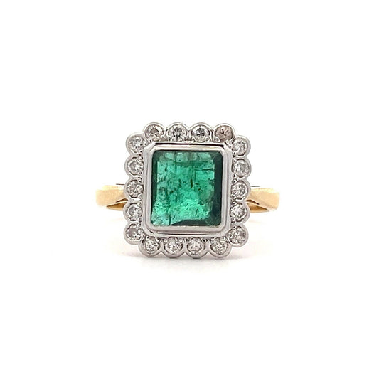 Vintage Art Deco Emerald and Diamond 18ct Gold Ring