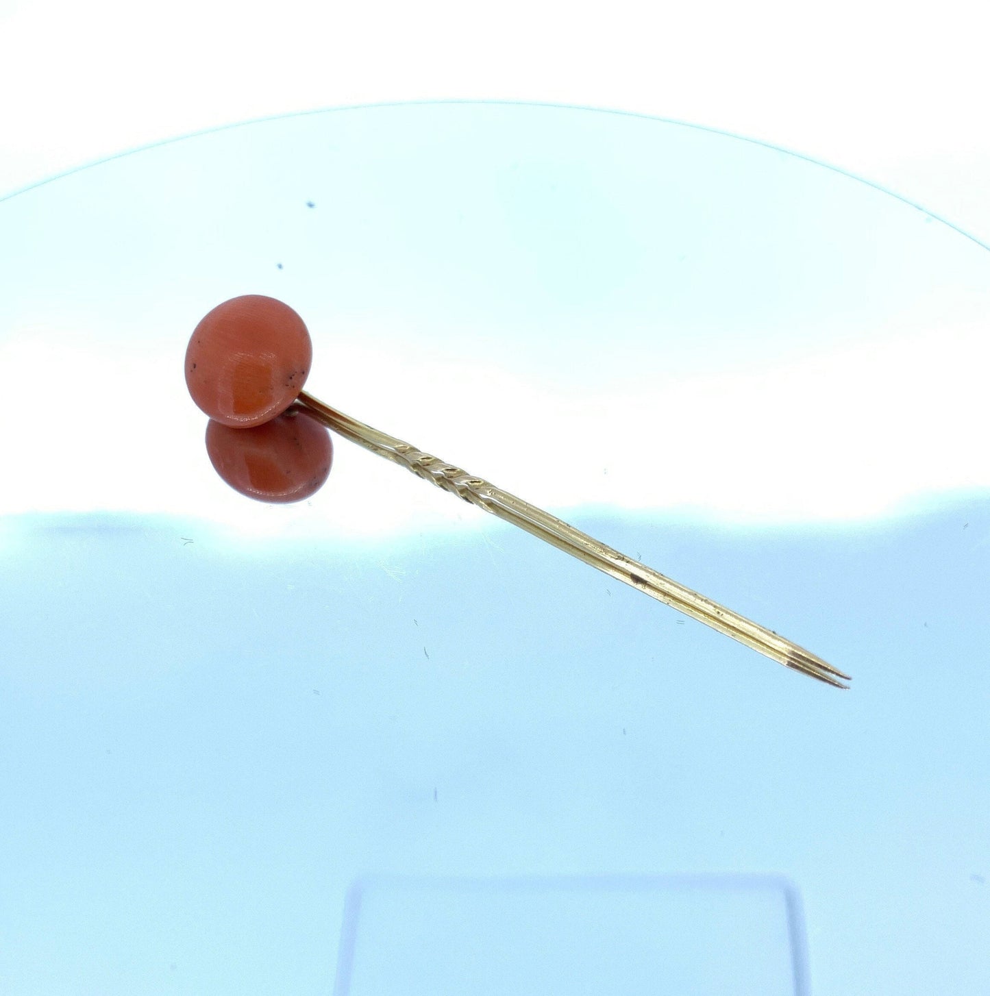 Antique 18ct Gold Large Coral Button Stick Pin. Natural, 12mm!!