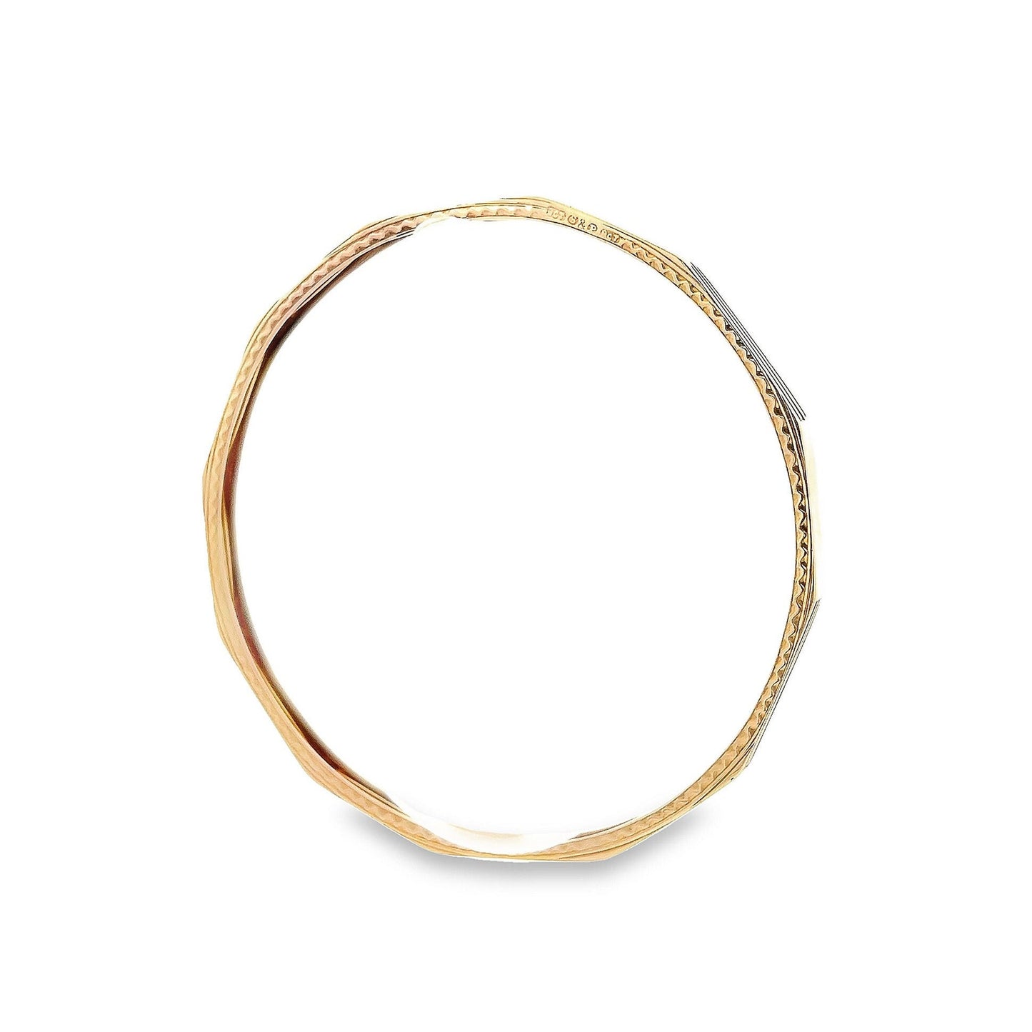 Antique Art Deco 9ct Gold Dodecagon Slave Bangle. Engine Turned Design. Upper Arm Bangle. Suit a Larger Wrist.