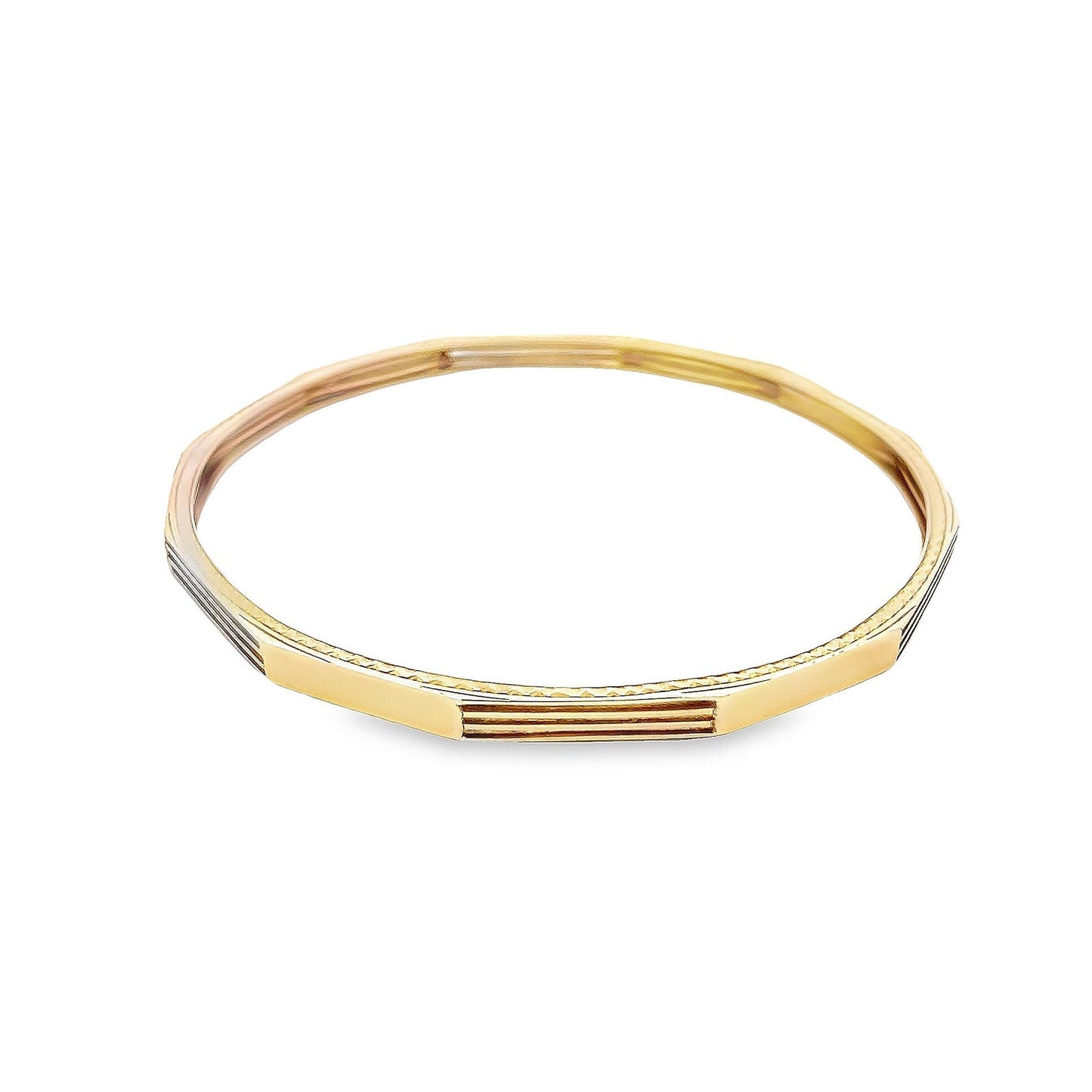 Antique Art Deco 9ct Gold Dodecagon Slave Bangle. Engine Turned Design. Upper Arm Bangle. Suit a Larger Wrist.