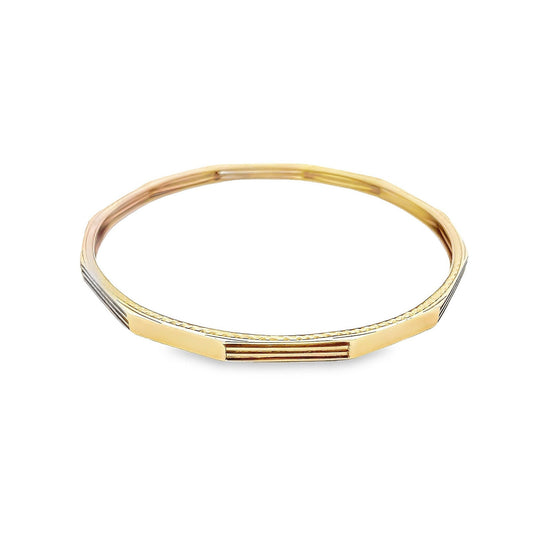 Antique Art Deco 9ct Gold Dodecagon Slave Bangle. Engine Turned Design. Upper Arm Bangle. Suit a Larger Wrist.