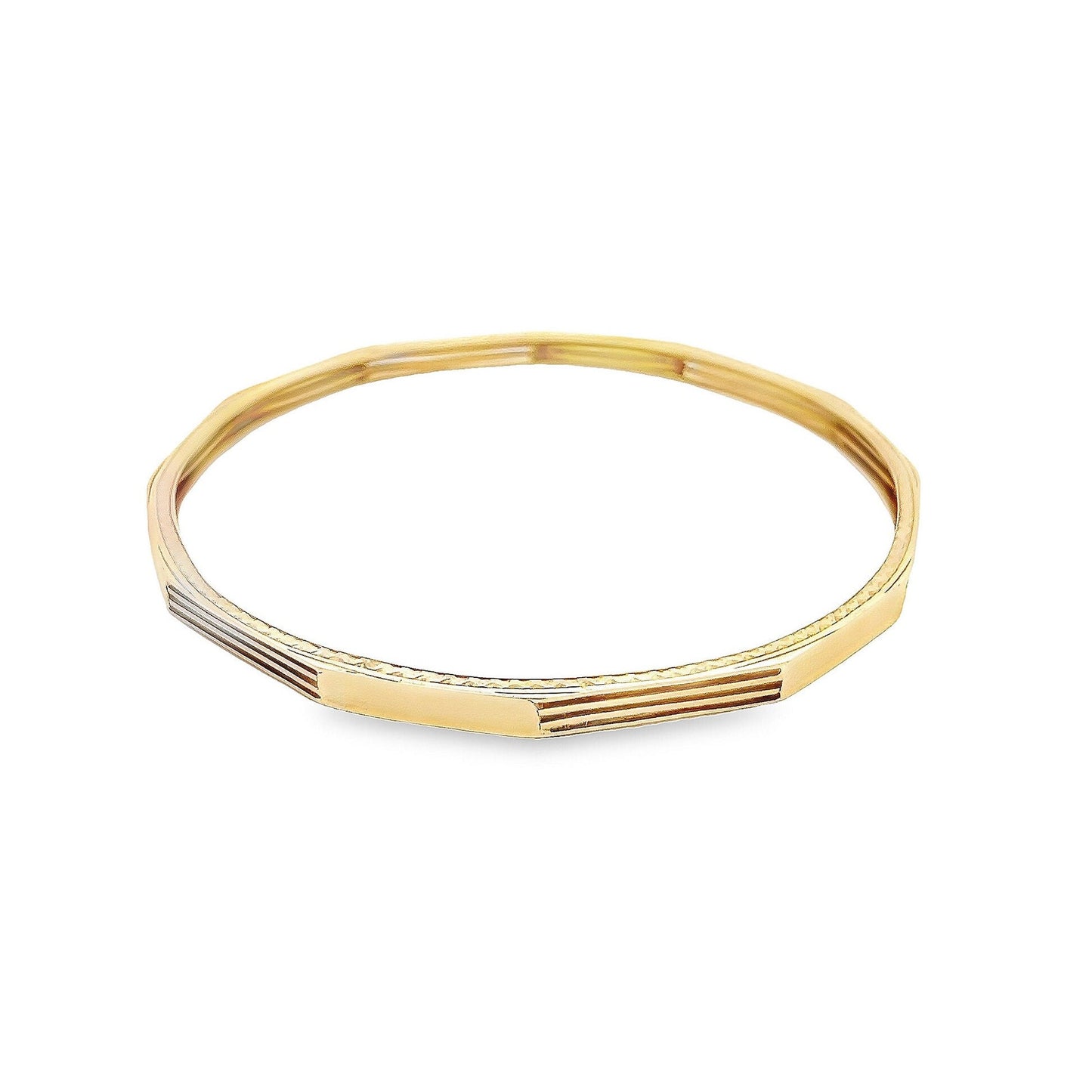 Antique Art Deco 9ct Gold Dodecagon Slave Bangle. Engine Turned Design. Upper Arm Bangle. Suit a Larger Wrist.