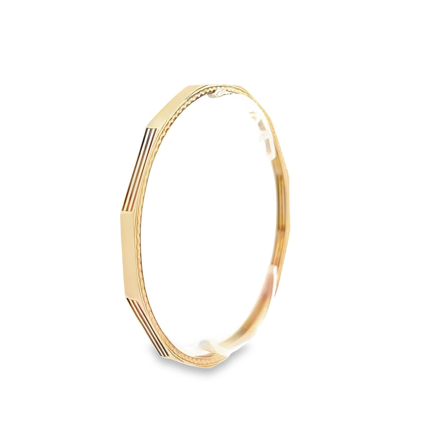 Antique Art Deco 9ct Gold Dodecagon Slave Bangle. Engine Turned Design. Upper Arm Bangle. Suit a Larger Wrist.