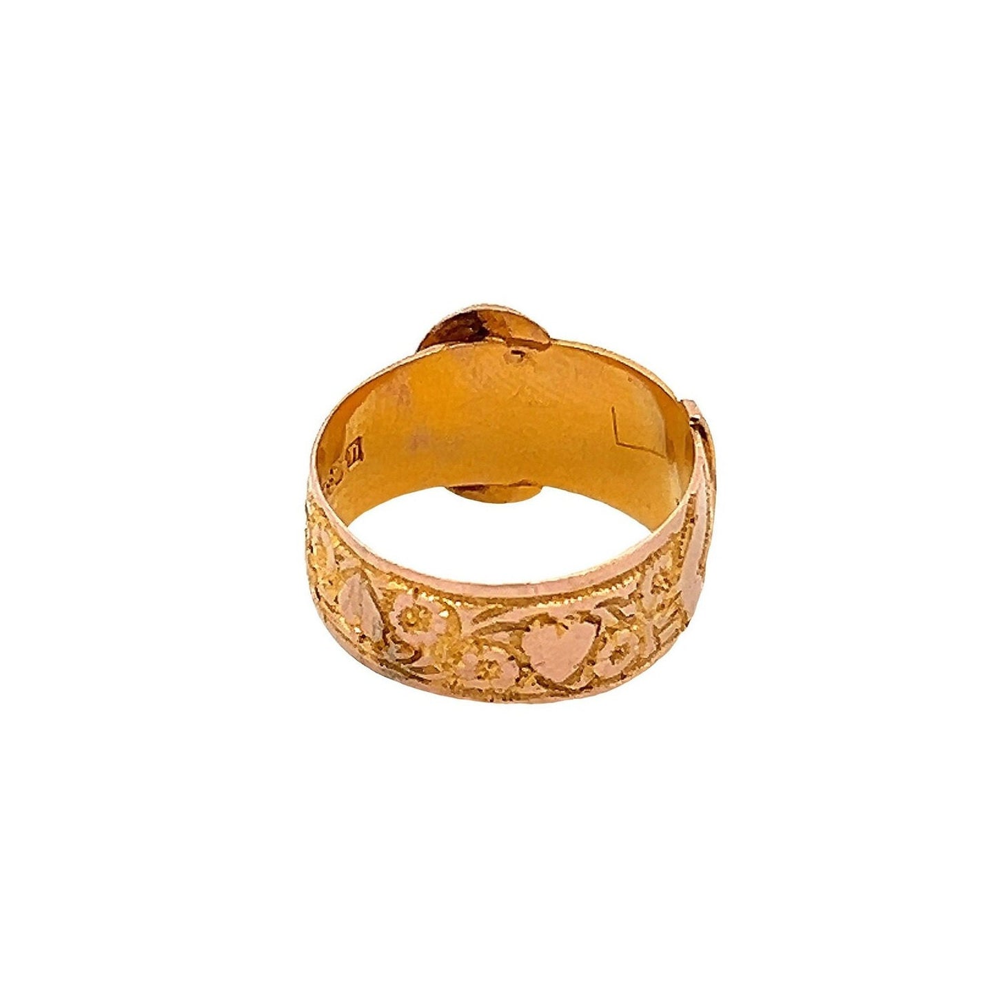 Antique Edwardian 9ct Gold Buckle Ring with Hearts Motif. Birmingham 1912. Superb Crisp Example.