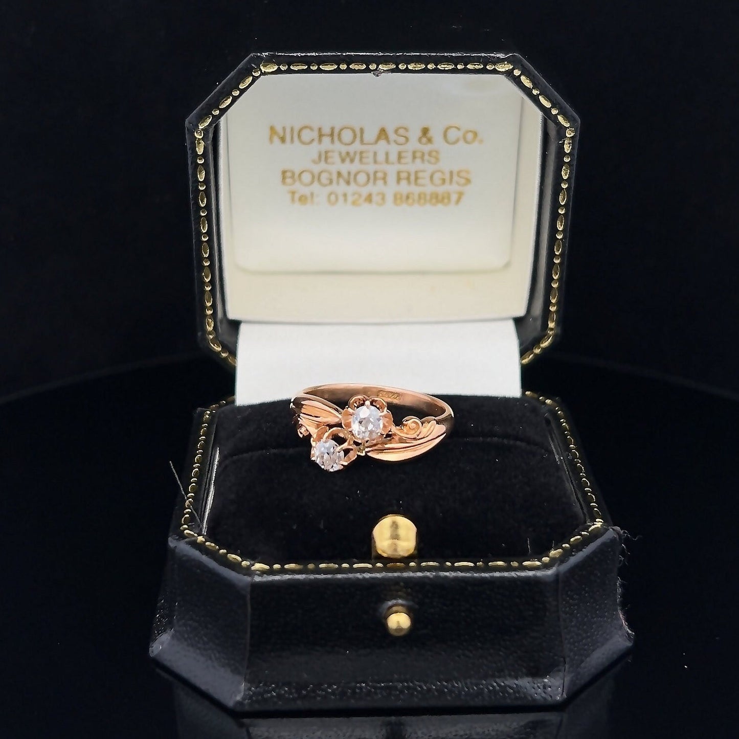 Antique Art Nouveau Diamond 'Toi et Moi' Crossover 22ct Gold Ring. Antique Diamond Crossover Gold Ring. English Circa 1870
