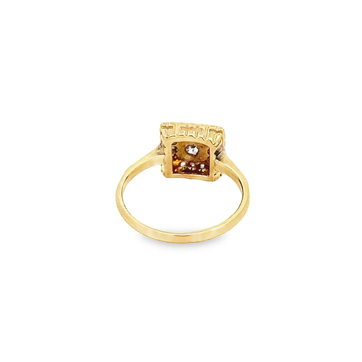 Antique Art Deco Diamond 18ct Gold and Platinum 'Tablet'  Ring. English Circa 1920 - 1930