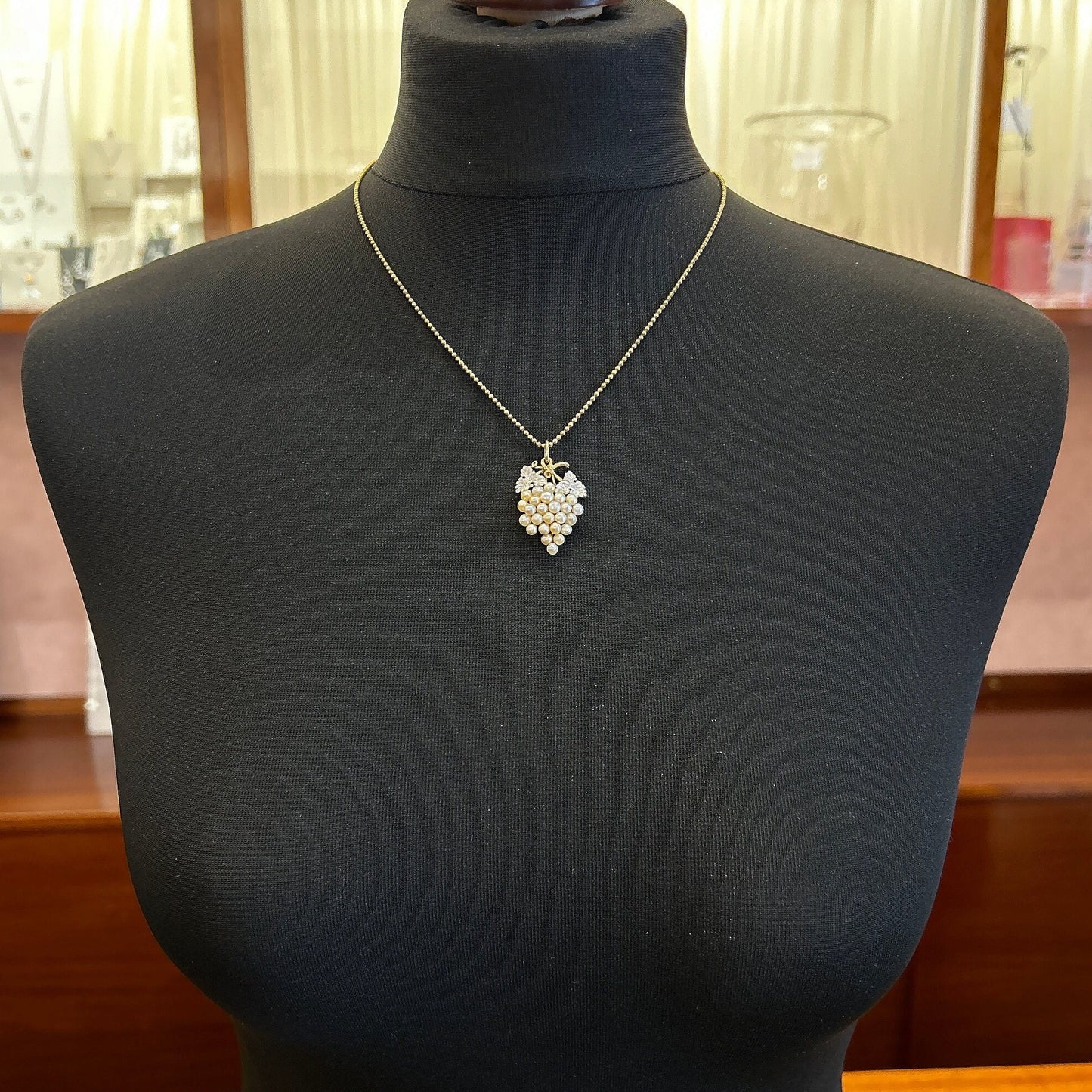 Antique Edwardian 15ct Gold & Platinum Grapes Pendant Set with Natural Pearls. Edwardian, Circa 1900 - 1910