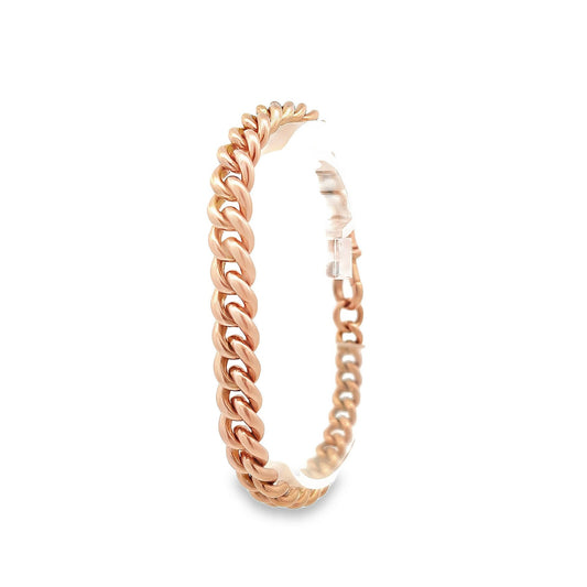 Antique 9ct Rose Gold Graduated Curb Bracelet with Dog Clip Clasp. Victorian, Very Solid. Just Perfect Condition. 32.1grams. 7.75 inch.