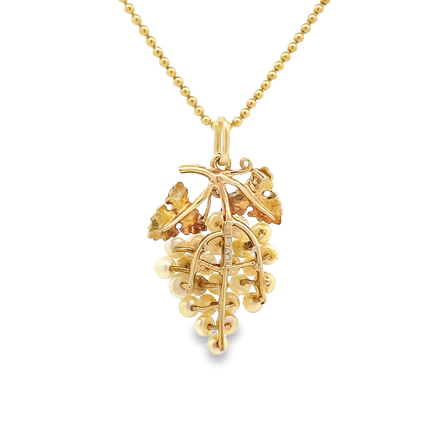 Antique Edwardian 15ct Gold & Platinum Grapes Pendant Set with Natural Pearls. Edwardian, Circa 1900 - 1910