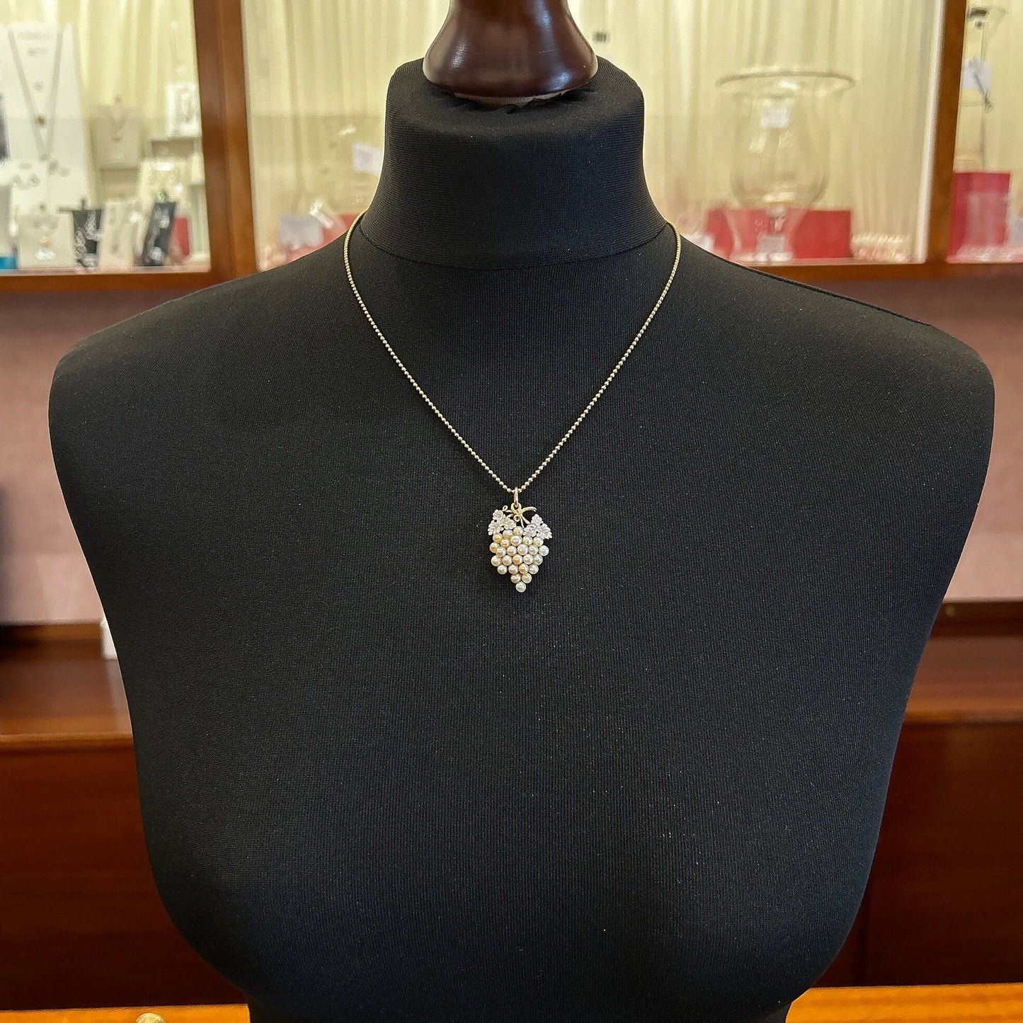 Antique Edwardian 15ct Gold & Platinum Grapes Pendant Set with Natural Pearls. Edwardian, Circa 1900 - 1910