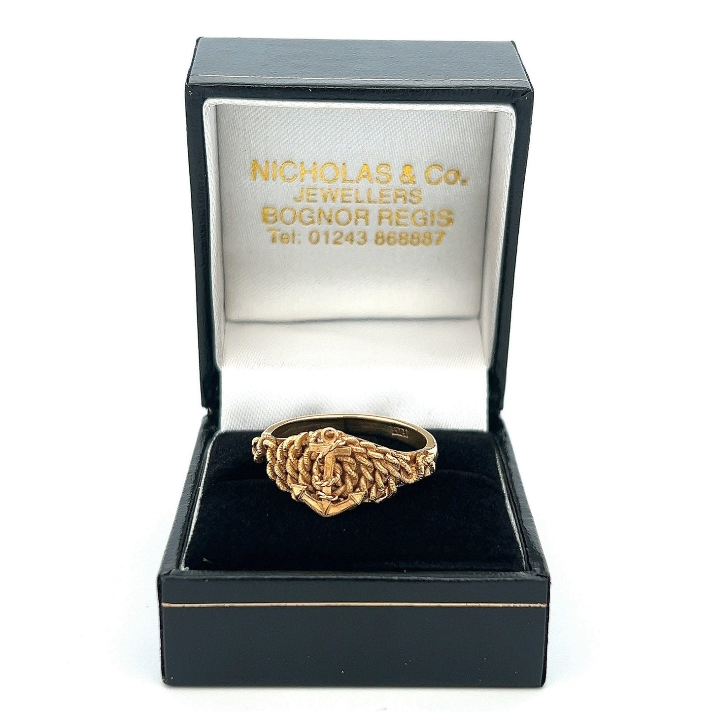 Antique 18ct Gold Anchor and Rope Motif Ring. Victorian Naval Ring. English Circa 1900.