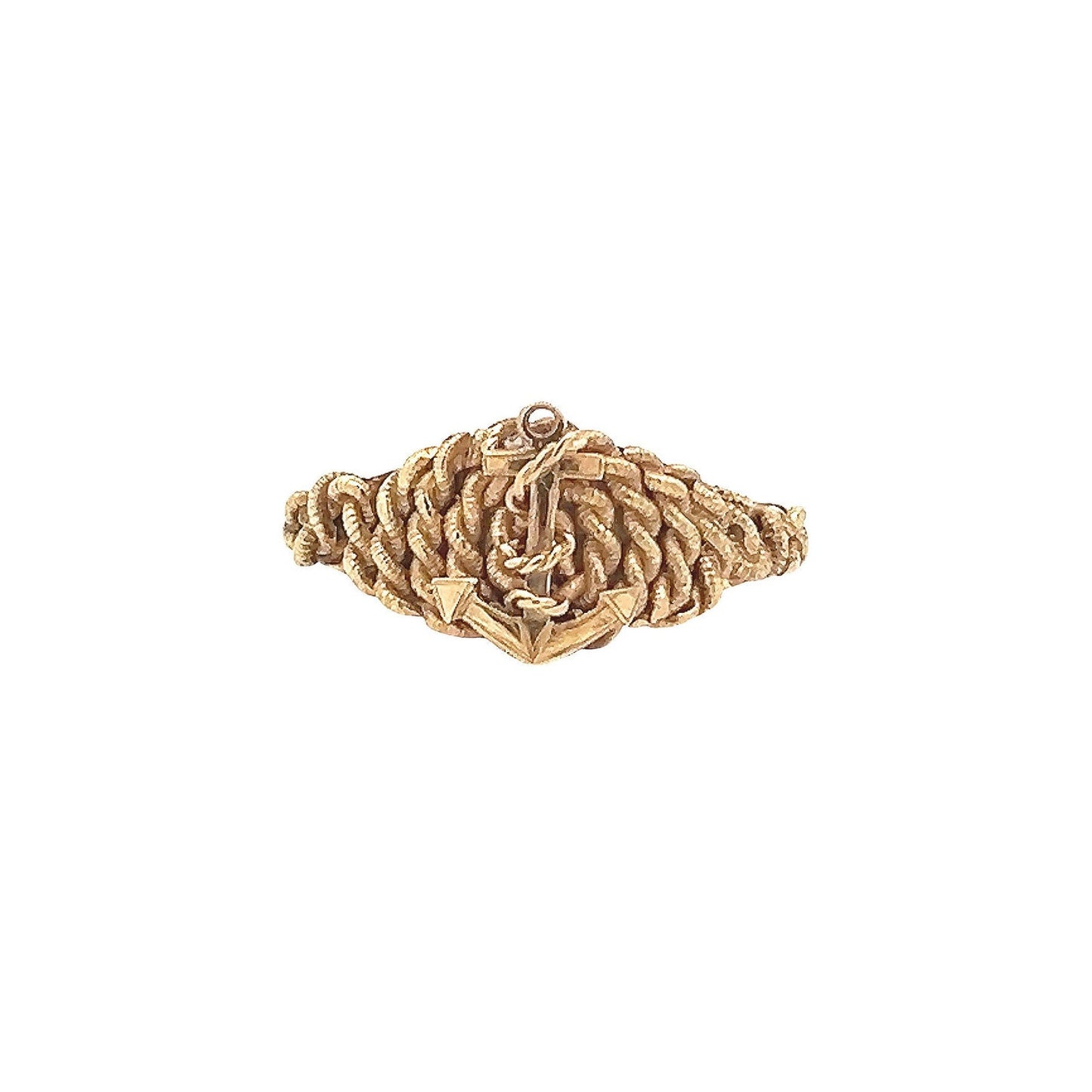 Antique 18ct Gold Anchor and Rope Motif Ring. Victorian Naval Ring. English Circa 1900.