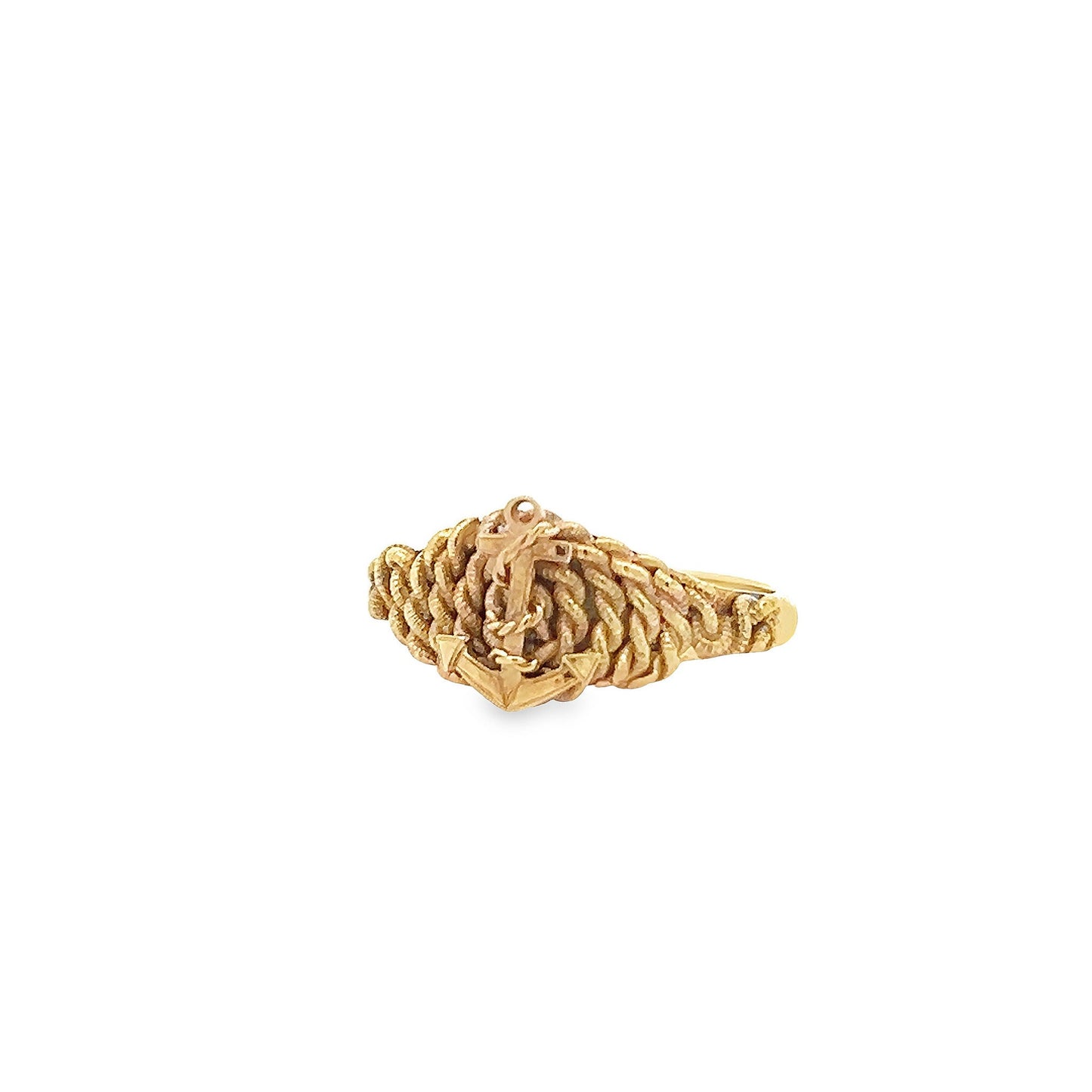 Antique 18ct Gold Anchor and Rope Motif Ring. Victorian Naval Ring. English Circa 1900.