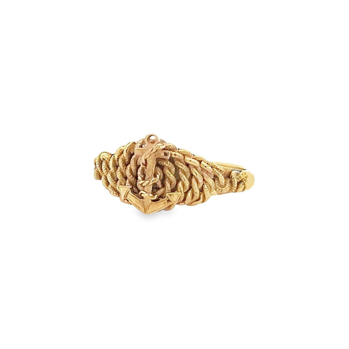 Antique 18ct Gold Anchor and Rope Motif Ring. Victorian Naval Ring. English Circa 1900.