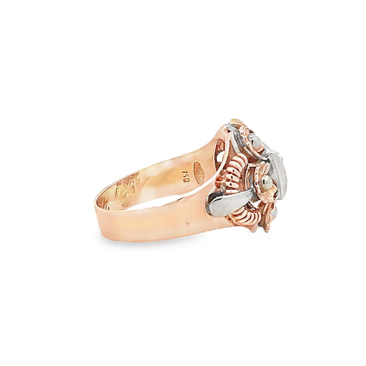 A Stylish Vintage Mid-Century Diamond Set 18ct Gold Cocktail Ring. Two-tone 18ct Gold Cocktail Ring. 0.30 Carats Diamond.