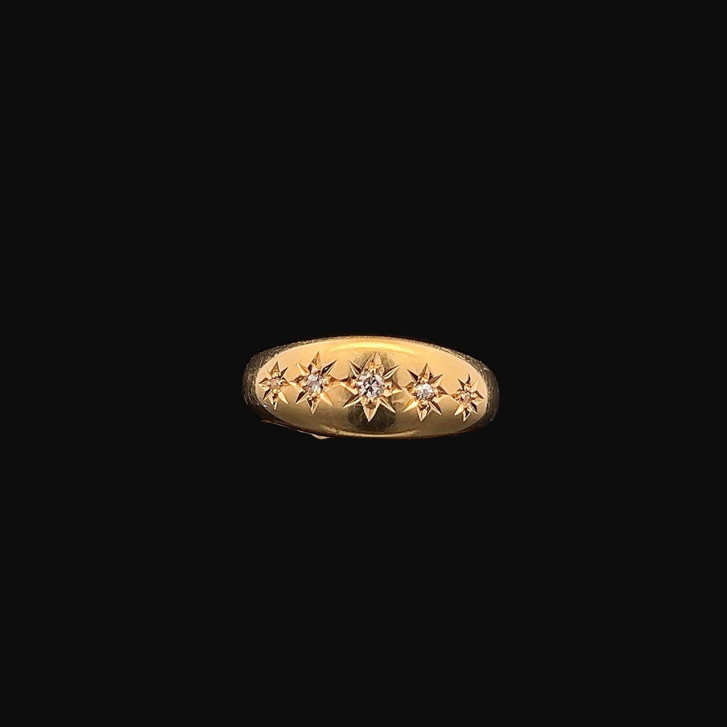 Antique Edwardian 18ct Gold Five Stone 'Star Set' Diamond Gypsy Ring. Dated Birmingham 1903