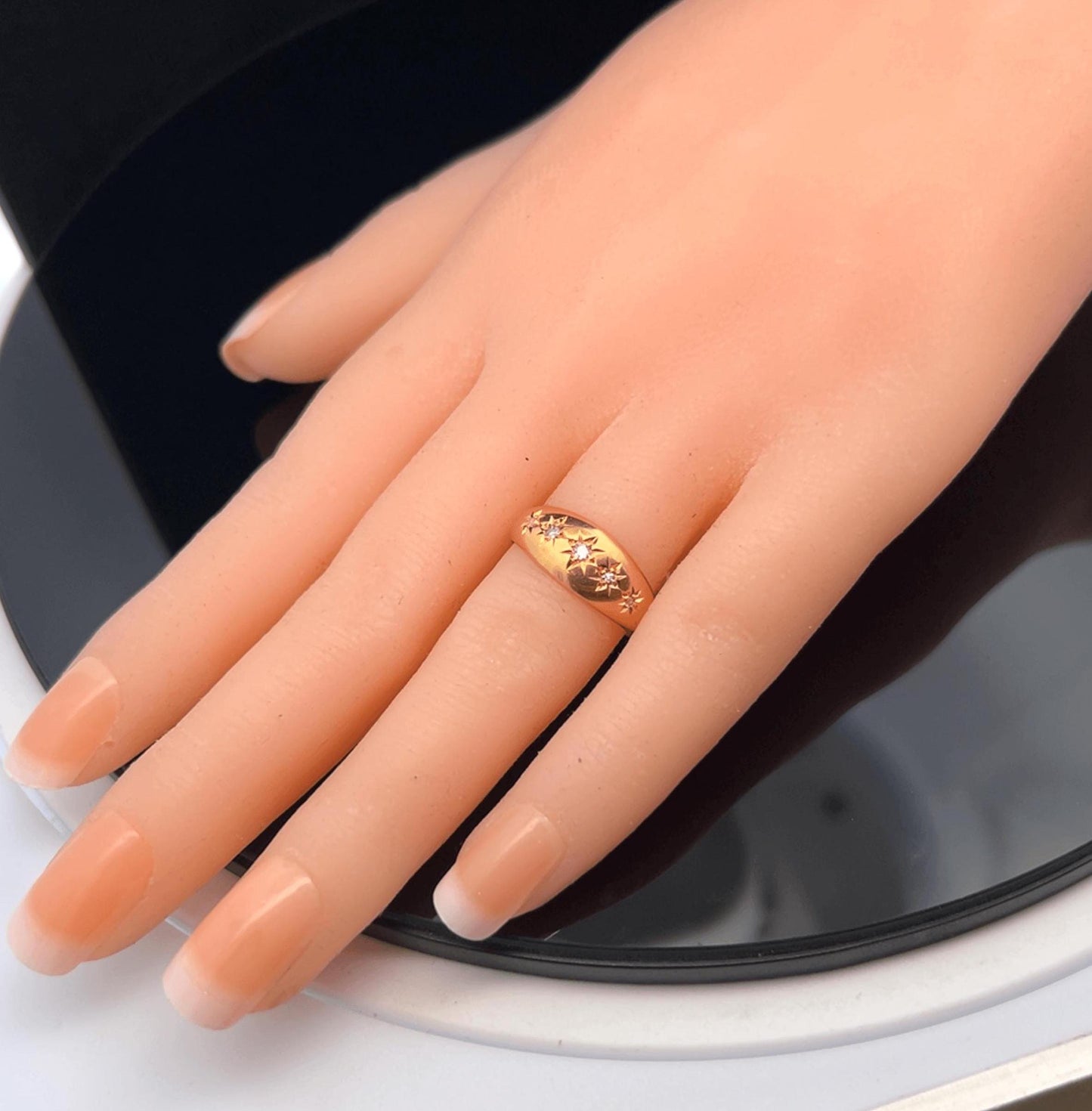 Antique Edwardian 18ct Gold Five Stone 'Star Set' Diamond Gypsy Ring. Dated Birmingham 1903