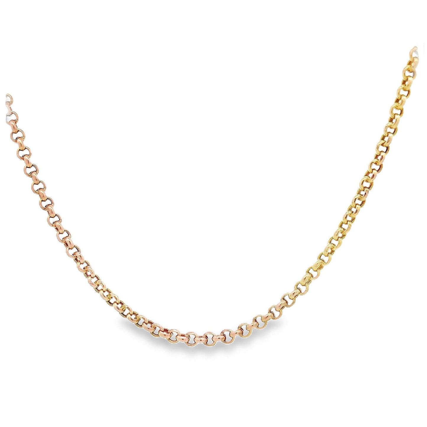 Antique 9ct Yellow Gold Edwardian Faceted Round Belcher Chain. Circa 1900, Excellent Condition, Big Barrel Clasp. 17 3/4 inches.
