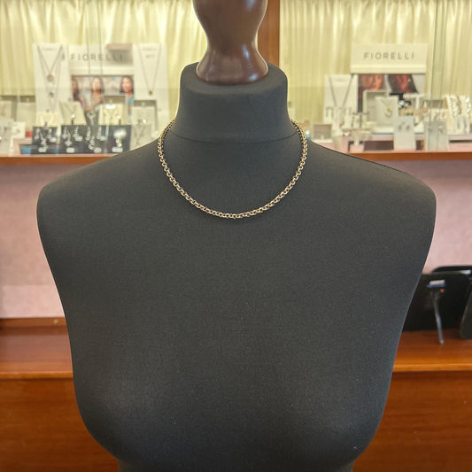 Antique 9ct Yellow Gold Edwardian Faceted Round Belcher Chain. Circa 1900, Excellent Condition, Big Barrel Clasp. 17 3/4 inches.