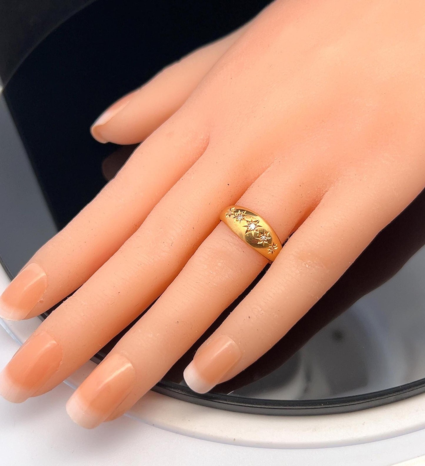 Antique Edwardian 18ct Gold Five Stone 'Star Set' Diamond Gypsy Ring. Dated Birmingham 1903