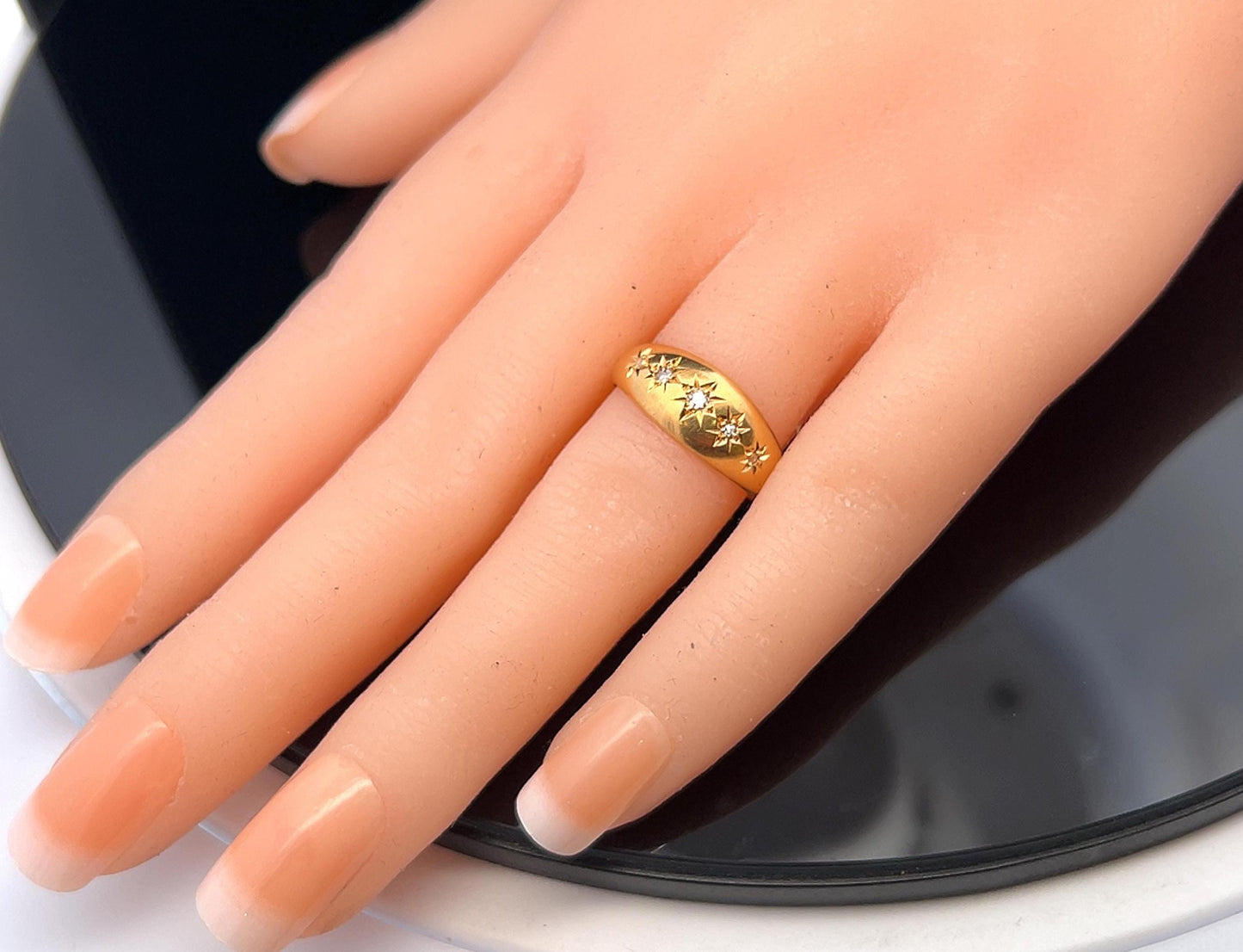 Antique Edwardian 18ct Gold Five Stone 'Star Set' Diamond Gypsy Ring. Dated Birmingham 1903