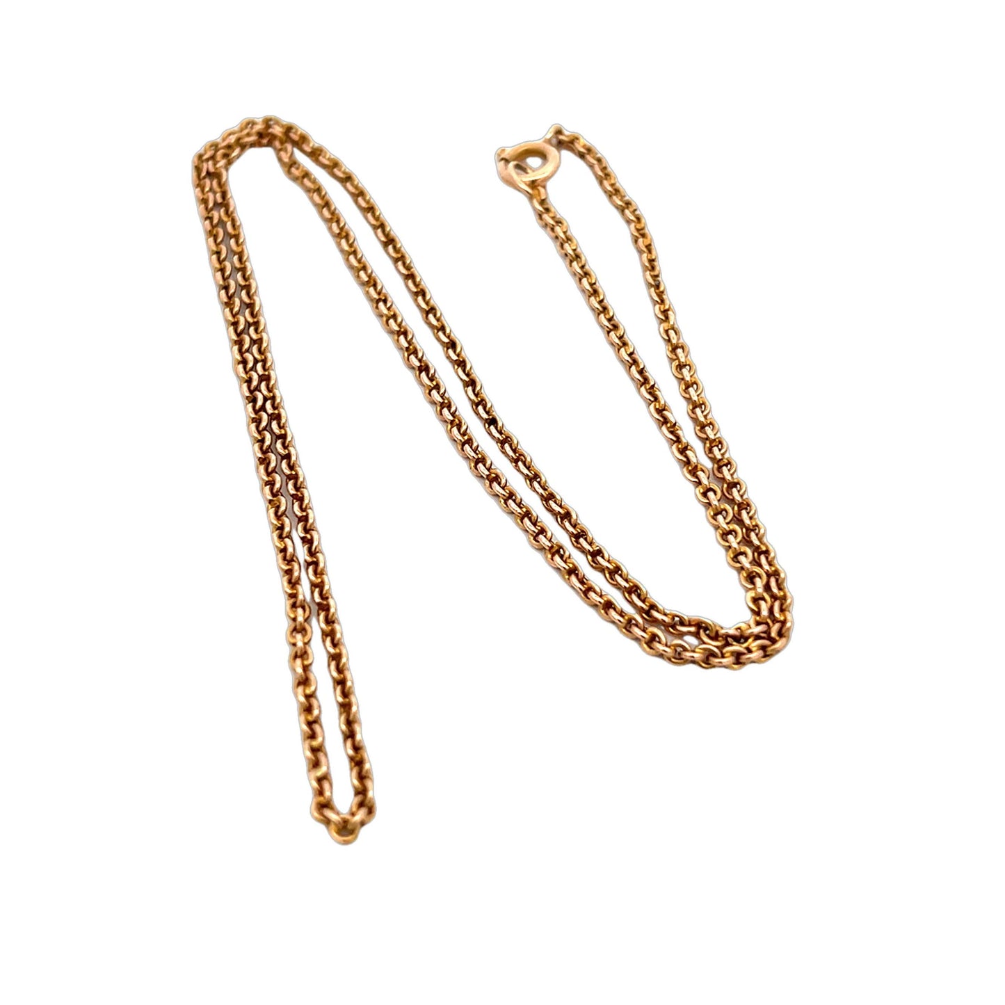 Antique Edwardian 15ct Rose Gold Trace Link Chain with Bolt Ring. 17.5 Inches. Circa 1900