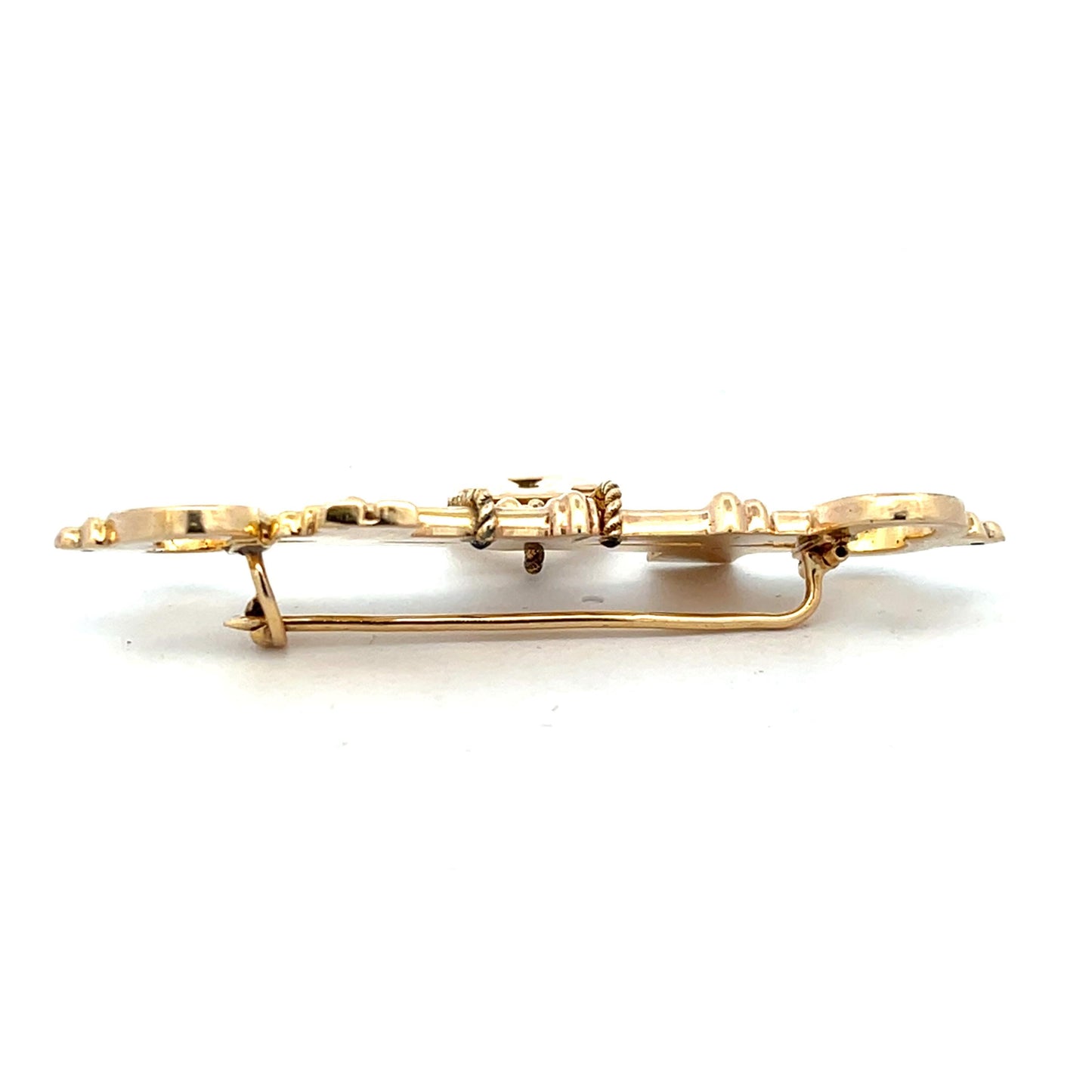 9ct Gold Antique Keys and Padlock Brooch Victorian. English C.1890.