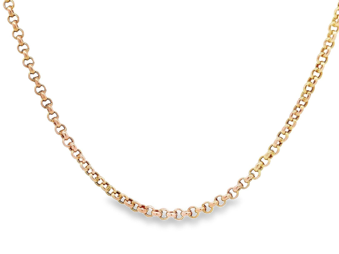 Antique 9ct Yellow Gold Edwardian Faceted Round Belcher Chain. Circa 1900, Excellent Condition, Big Barrel Clasp. 17 3/4 inches.