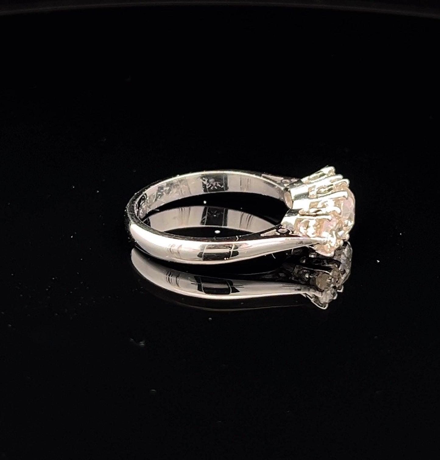 Antique 1.45 Carat Old European Cut Diamond 3 Stone Platinum Ring. Diamond Trilogy Platinum Ring.  English Circa 1900- 1910