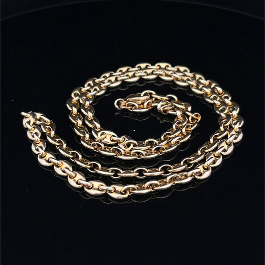 9ct Yellow Gold Marine Link Chain. 24 inches. Solid Example. Hallmarked London 1977. 25.3g