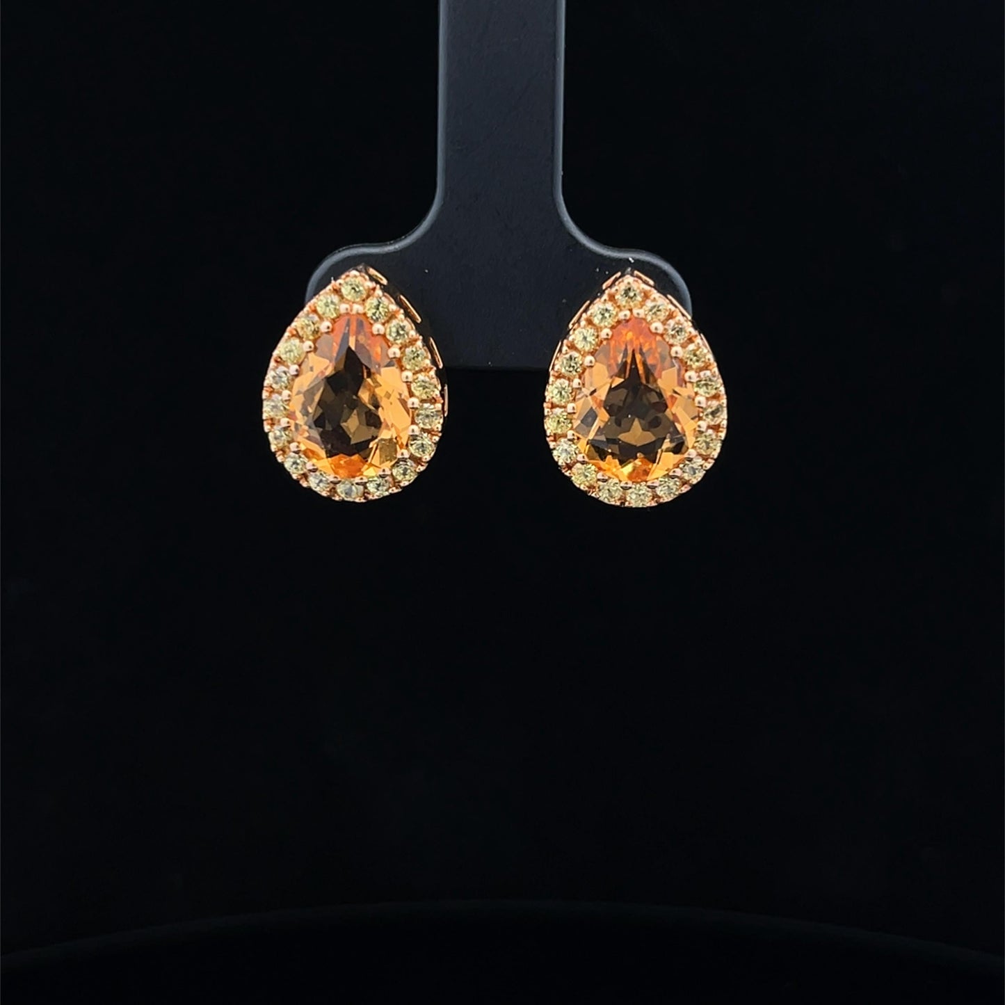 18ct Citrine and Yellow Sapphire Pear and Briolette Pendant and Earring Set. Pre-Loved Bargain.