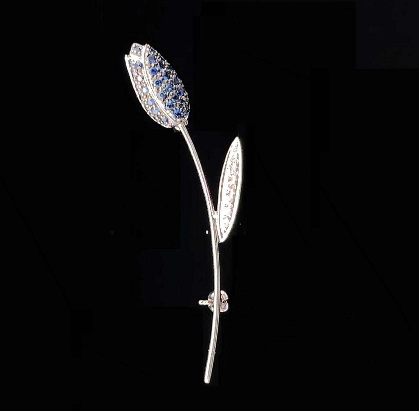18ct White Gold Diamond and Sapphire Tulip Brooch.