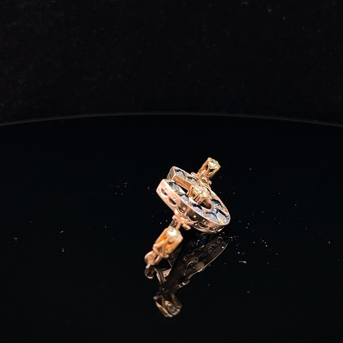 Antique 15ct Sapphire and Diamond Horse Shoe Bar Brooch. English. Victorian Circa 1875. Original Case.