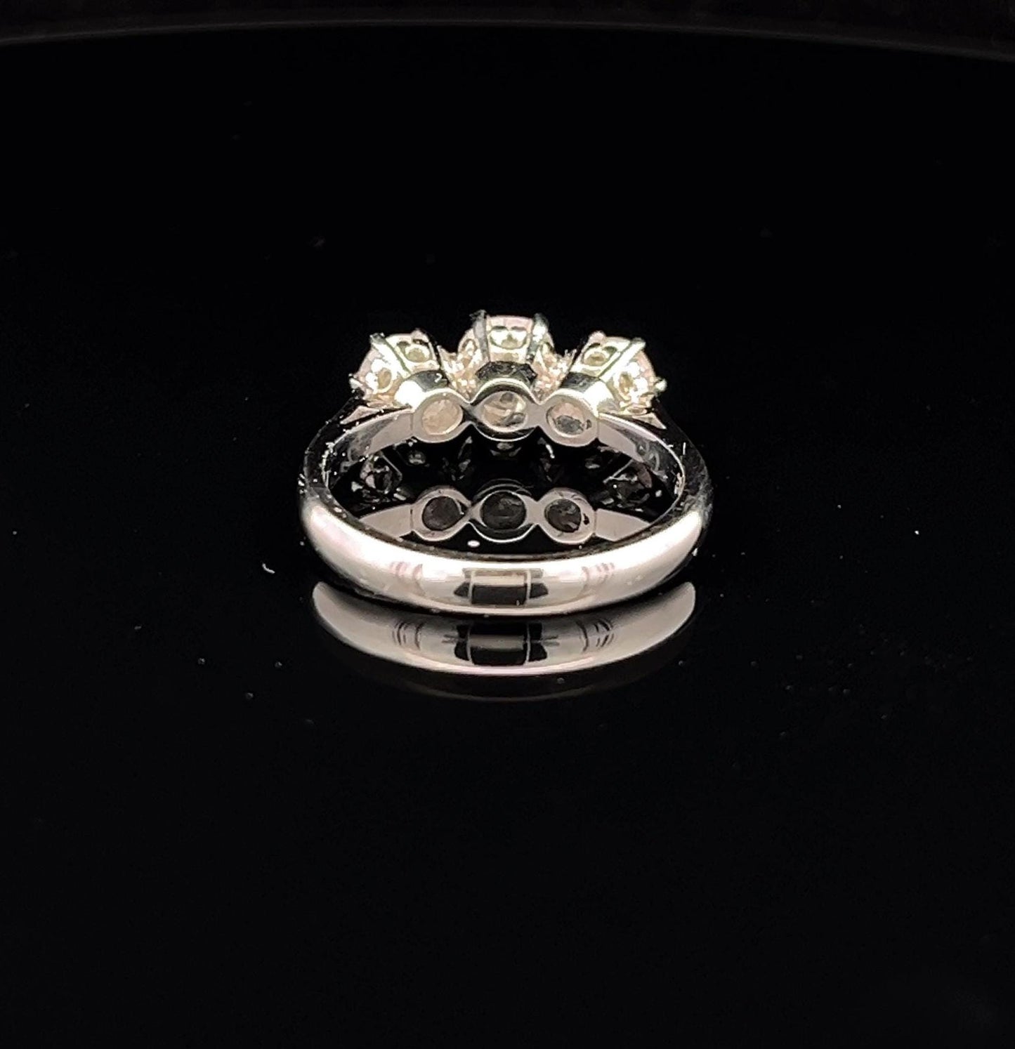 Antique 1.45 Carat Old European Cut Diamond 3 Stone Platinum Ring. Diamond Trilogy Platinum Ring.  English Circa 1900- 1910