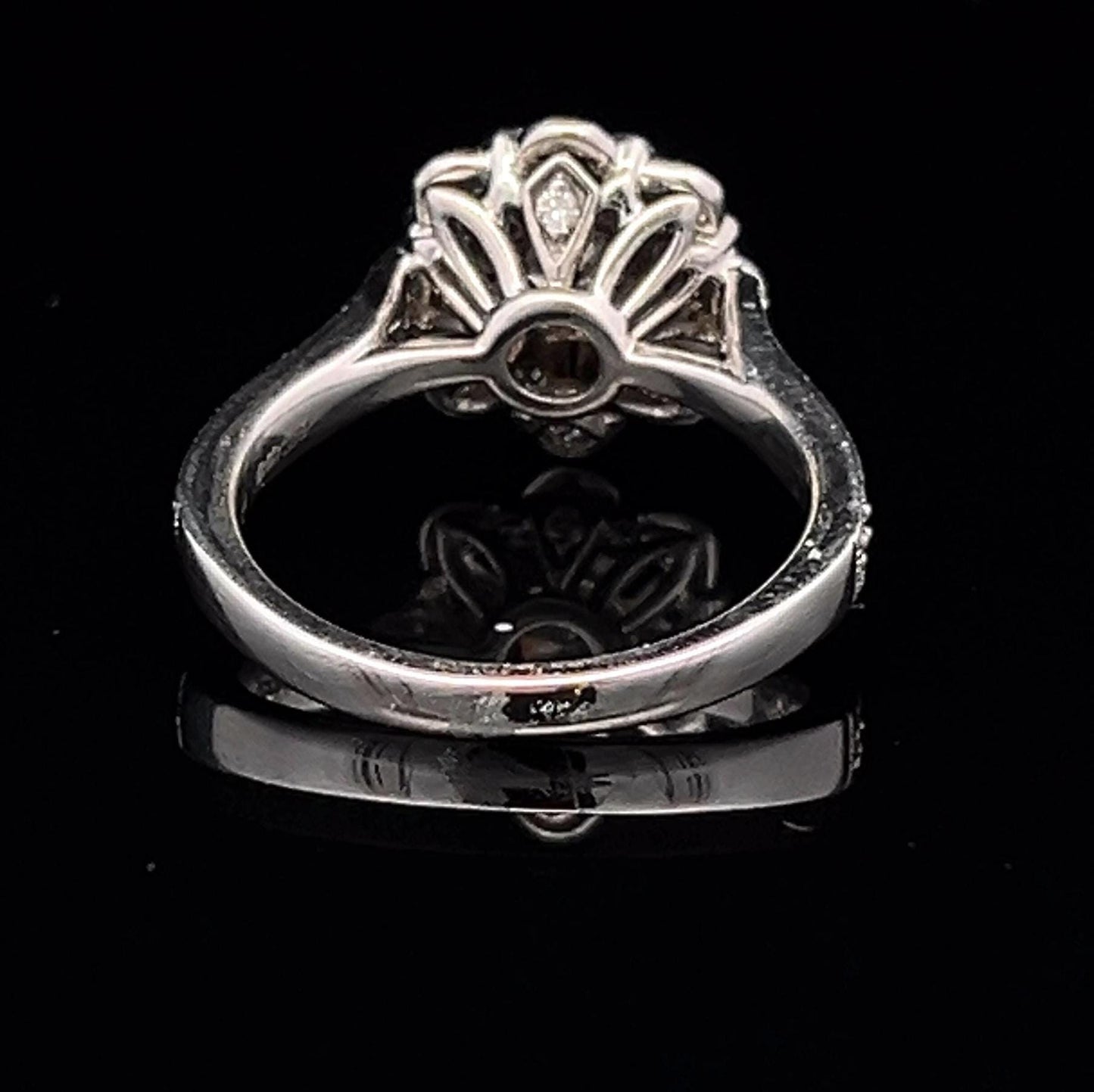 18ct White Gold Natural Diamond 'Daisy Cluster' Ring and 18ct Half Eternity/ Wedding Ring. Bridal Set. 0.75ct & 0.23ct. Pre-Owned Bargain.
